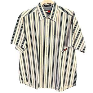 Tommy Jeans Striped Button-Up Shirt Men’s Short Sleeve Vintage - Medium